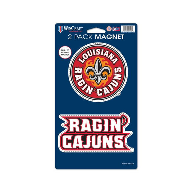 路易斯安那州 - Lafayette Ragin Cajuns 2 件装磁铁 5 英寸 x 9 英寸