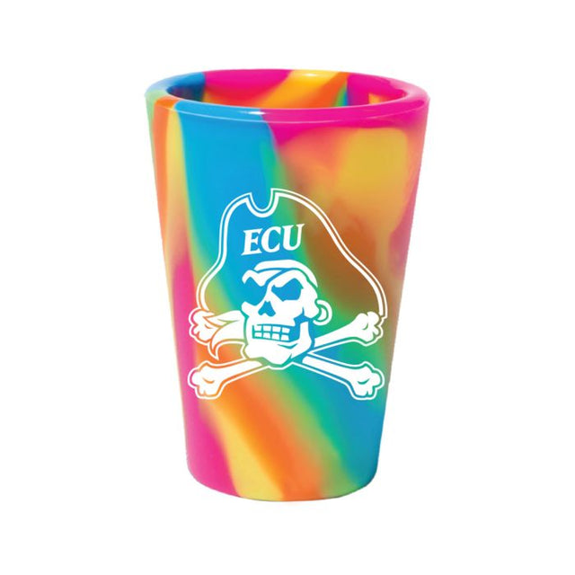 Vaso de chupito de silicona de 1,5 oz con diseño de Hippie Hops de los Piratas de East Carolina