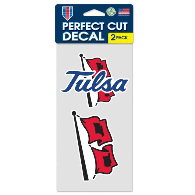 Juego de dos calcomanías de corte perfecto de Tulsa Golden Hurricanes de 4" x 4"