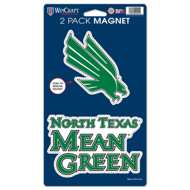 Imanes de 5" x 9" de North Texas Mean Green, paquete de 2