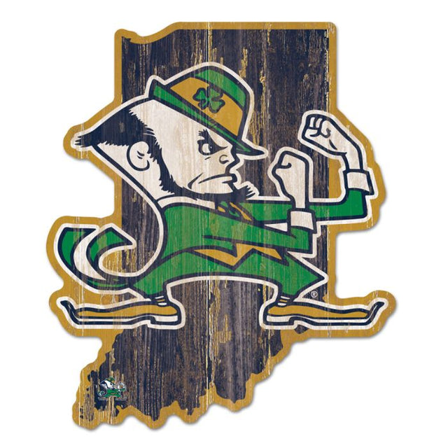 Letrero con forma de estado de Notre Dame Fighting Irish