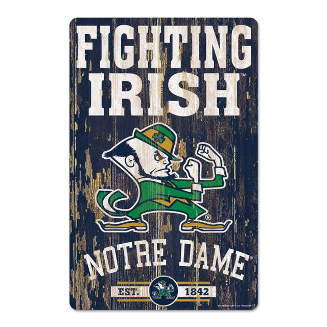 Letrero de madera con el lema de Notre Dame Fighting Irish de 11" x 17" y 1/4" de grosor