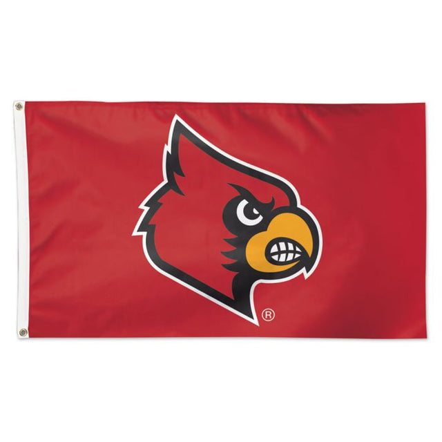 Bandera de los Louisville Cardinals con fondo rojo - Deluxe 3' X 5'