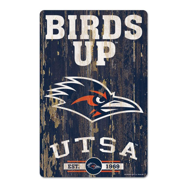 Texas San Antonio Roadrunners SLOGAN Wood Sign 11" x 17" 1/4" thick