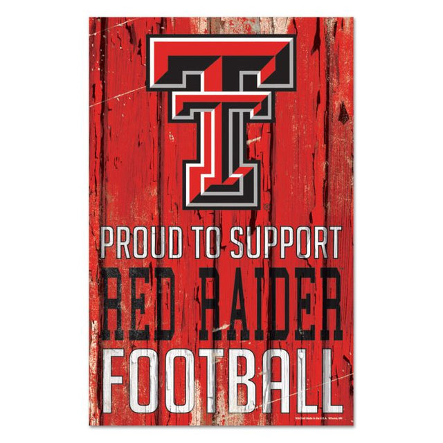 Letrero de madera de orgullo de los Texas Tech Red Raiders de 11" x 17" y 1/4" de grosor