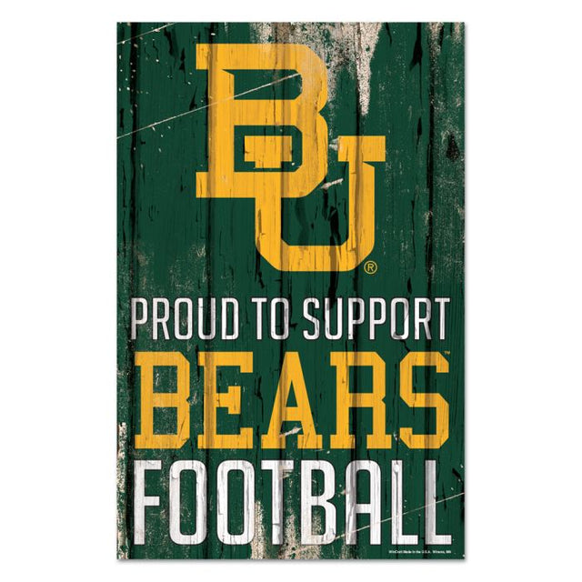 Letrero de madera ORGULLOSO de los Baylor Bears, 11" x 17", 1/4" de grosor