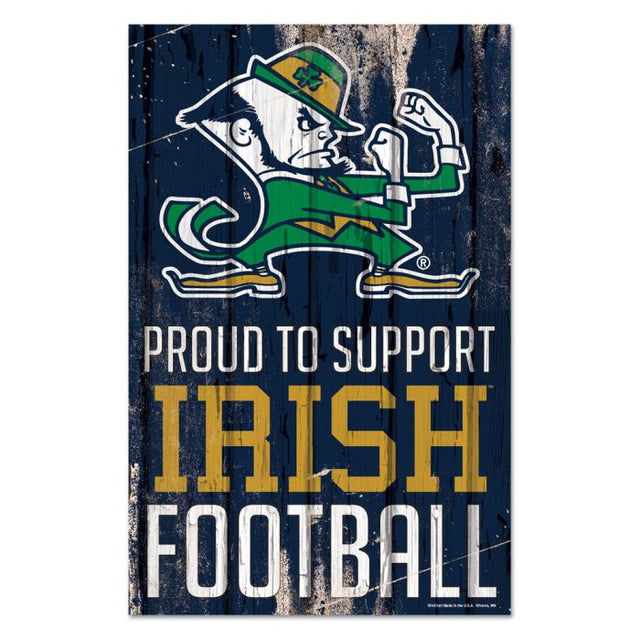 Letrero de madera PROUD de Notre Dame Fighting Irish de 11" x 17" y 1/4" de grosor