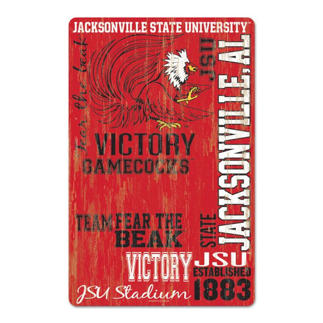 Letrero de madera con el logo de Jacksonville State Gamecocks, 11" x 17", 1/4" de grosor