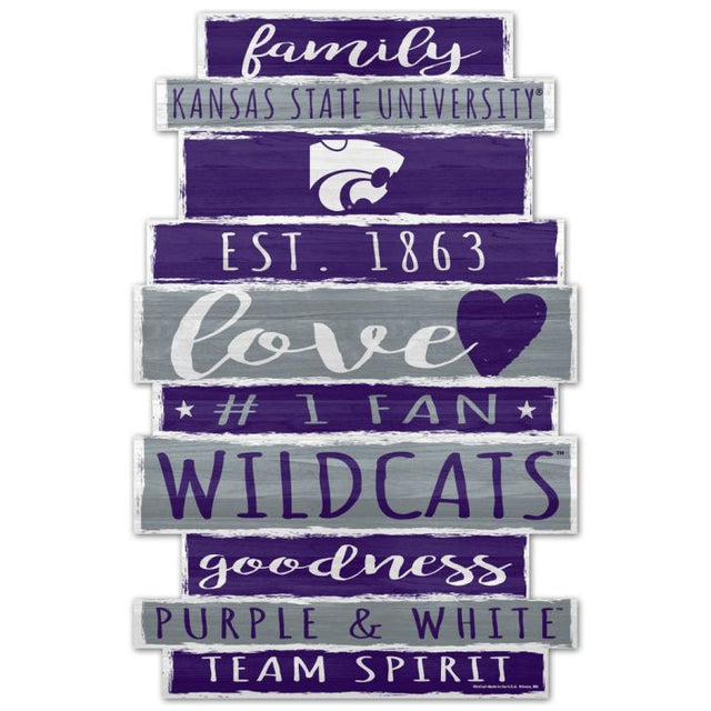 Letrero de madera de Kansas State Wildcats, 11" x 17", 1/4" de grosor