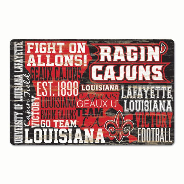 Louisiana - Lafayette Ragin Cajuns WORDAGE Wood Sign 11" x 17" 1/4" thick