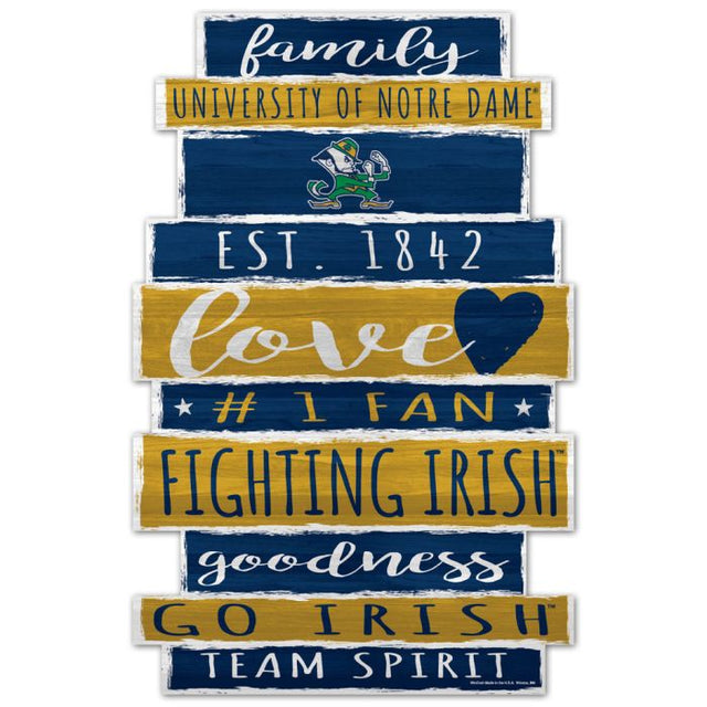 Letrero de madera con la palabra Notre Dame Fighting Irish de 11" x 17" y 1/4" de grosor