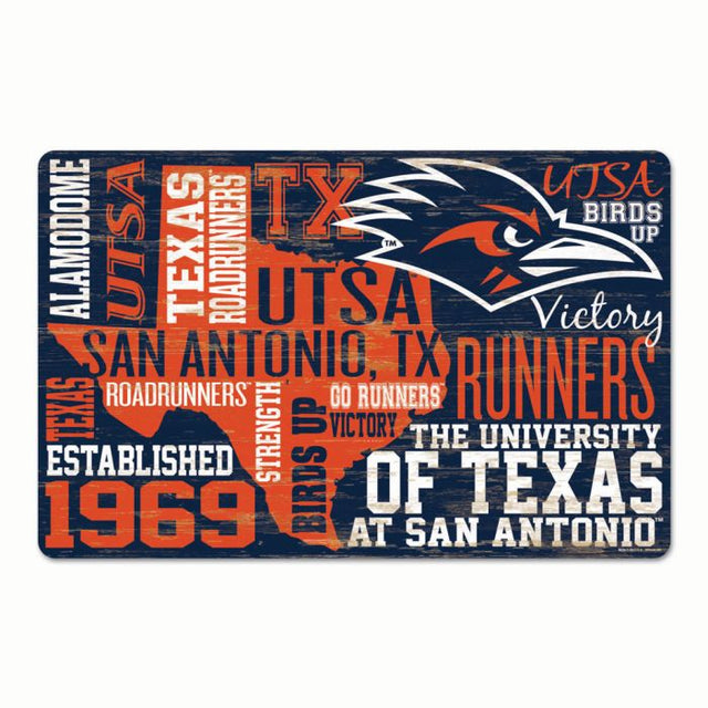 Letrero de madera con el logo de Texas San Antonio Roadrunners, 11" x 17", 1/4" de grosor