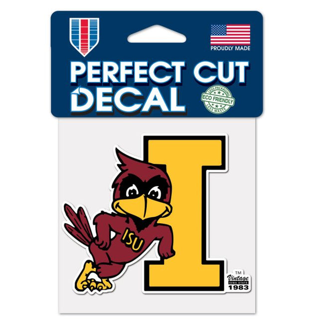 Calcomanía vintage de color de corte perfecto de Iowa State Cyclones/Collegiate de 4" x 4"