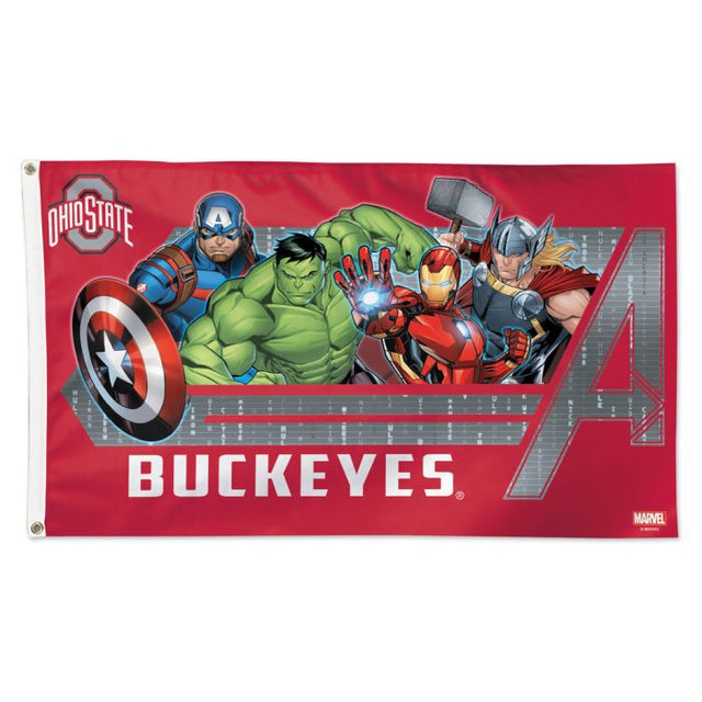 Bandera de Marvel de los Ohio State Buckeyes/Marvel (c) 2021: Deluxe, 3' x 5'