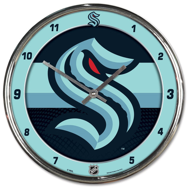 Reloj de pared redondo Seattle Kraken cromado