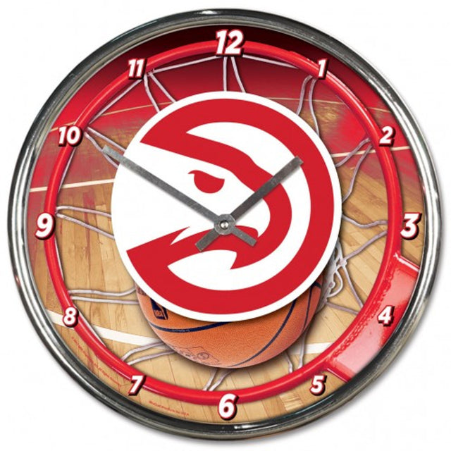 Reloj de pared redondo cromado de los Atlanta Hawks