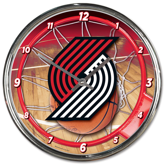 Reloj de pared redondo cromado Portland Trailblazers