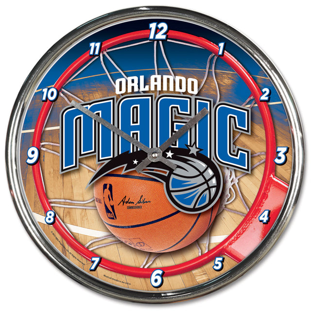 Reloj de pared redondo cromado de Orlando Magic