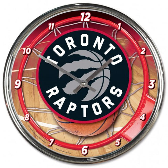 Reloj de pared redondo cromado de los Toronto Raptors