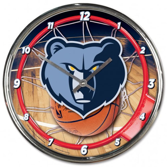 Reloj de pared redondo cromado de los Memphis Grizzlies