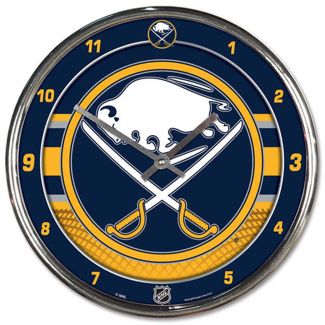 Reloj de pared redondo estilo Buffalo Sabres cromado