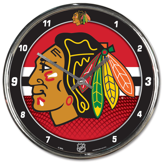 Reloj de pared redondo cromado de los Chicago Blackhawks