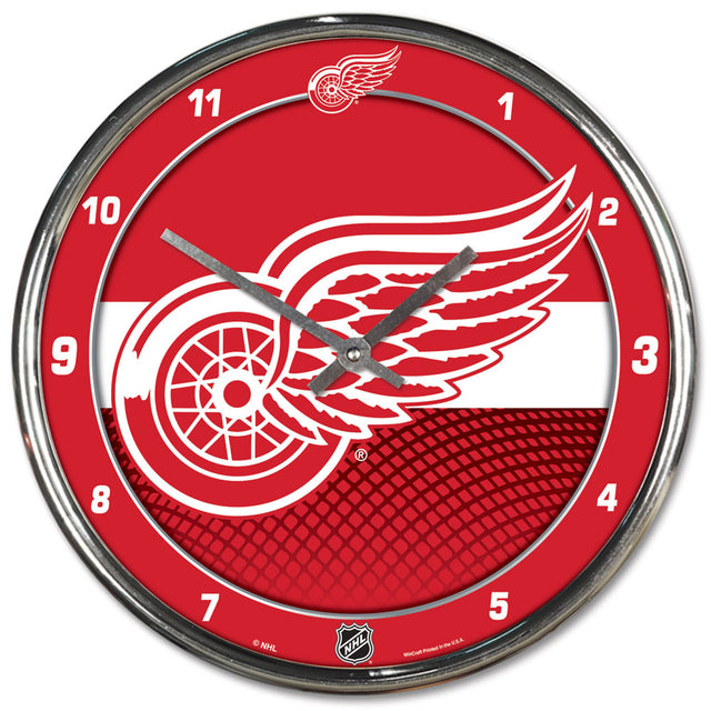 Detroit Red Wings Round Chrome Wall Clock