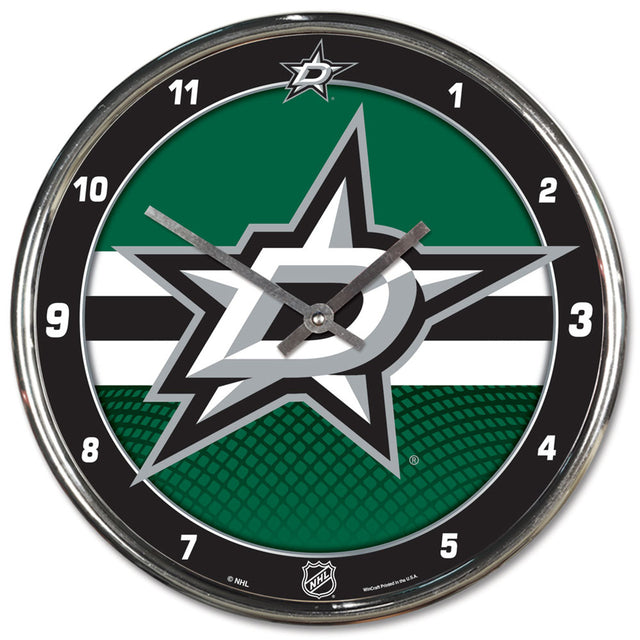 Reloj de pared redondo cromado de los Dallas Stars