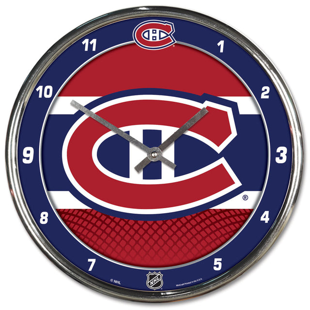 Reloj de pared redondo cromado de los Montreal Canadiens