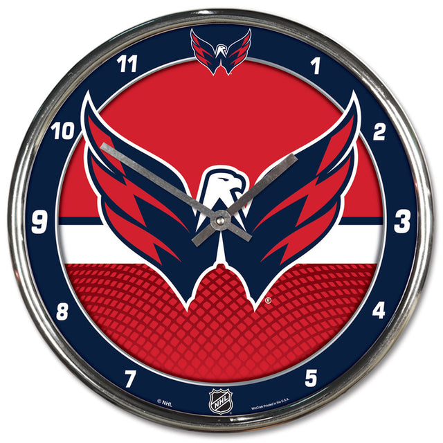 Reloj de pared redondo cromado de Washington Capitals