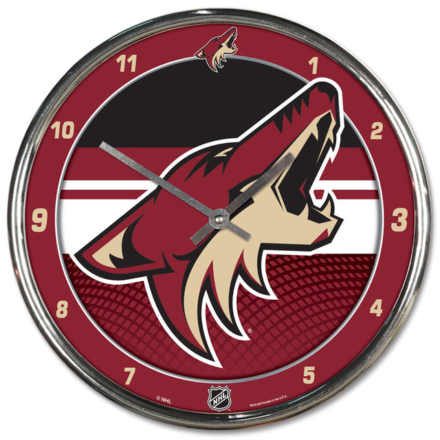 Reloj de pared redondo cromado de los Arizona Coyotes