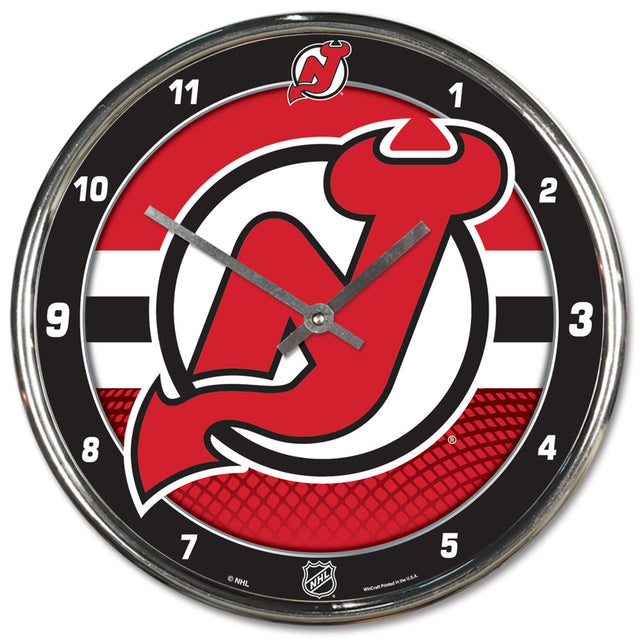 Reloj de pared redondo cromado de los New Jersey Devils