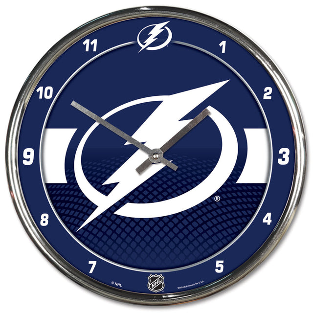 Reloj de pared redondo cromado Tampa Bay Lightning