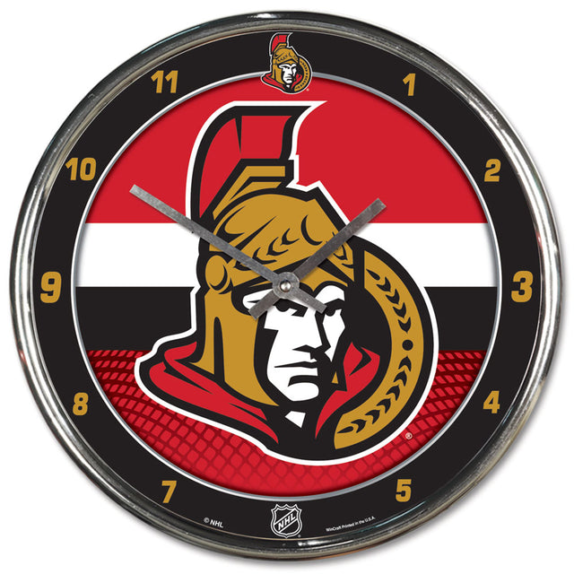 Reloj de pared redondo cromado de los Ottawa Senators