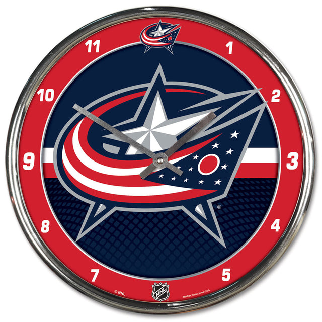 Reloj de pared redondo estilo cromo de los Columbus Blue Jackets