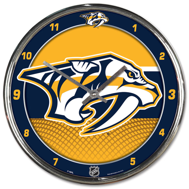 Reloj de pared redondo cromado de Nashville Predators