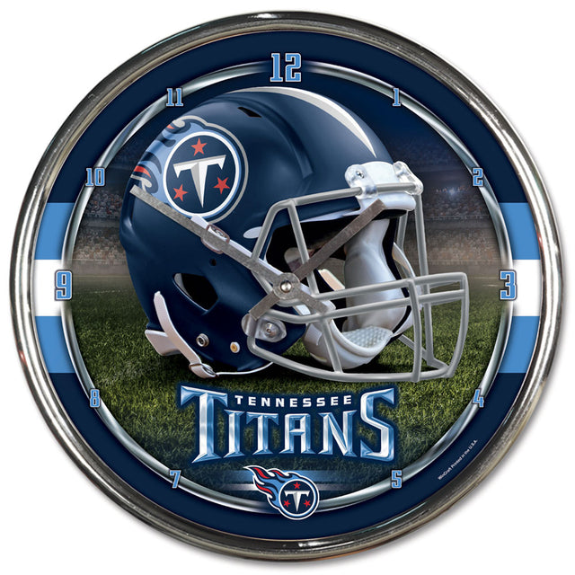 Reloj de pared redondo cromado de los Tennessee Titans