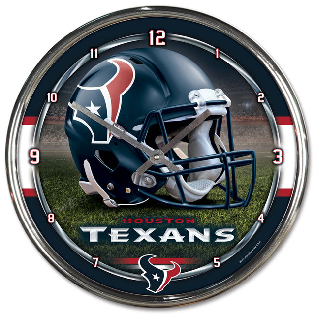 Reloj de pared redondo cromado de los Houston Texans