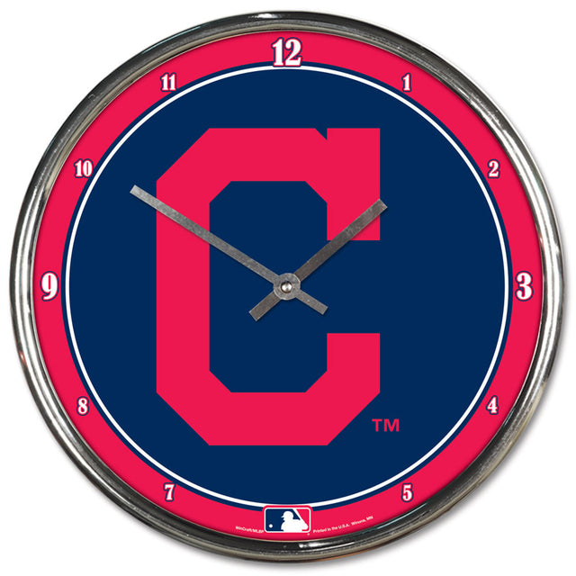 Reloj de pared redondo cromado de los Cleveland Indians