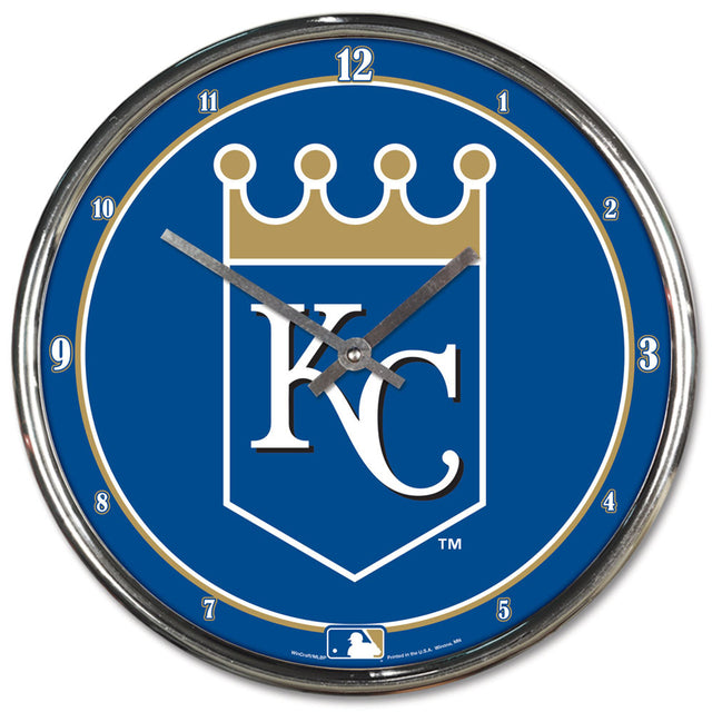 Reloj de pared redondo cromado de los Kansas City Royals