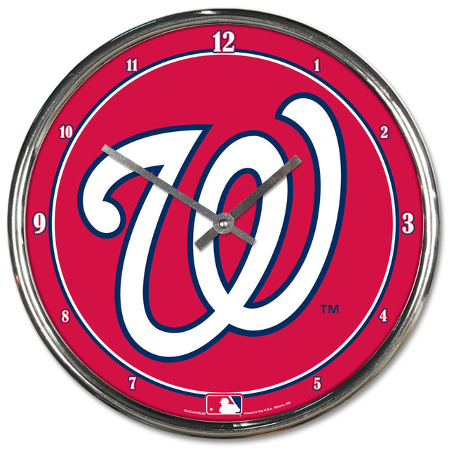 Reloj de pared redondo cromado de los Washington Nationals