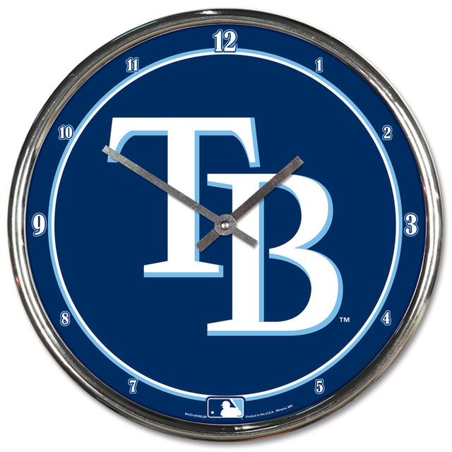 Reloj de pared redondo de los Tampa Bay Rays cromado