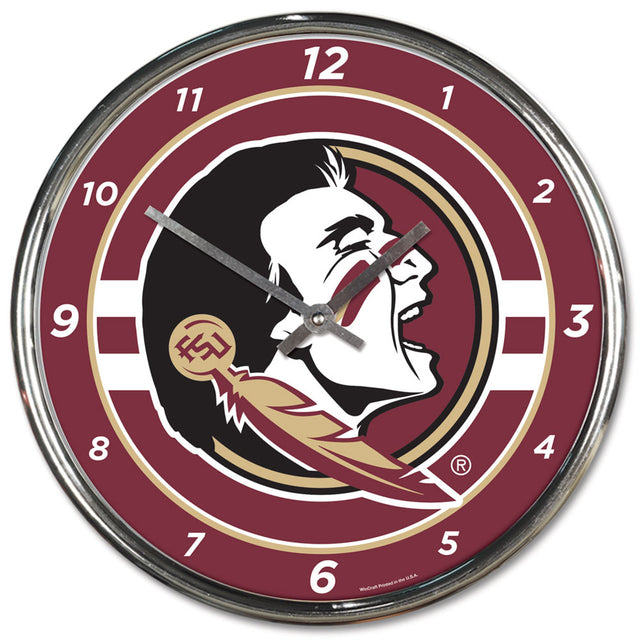 Reloj de pared redondo cromado de los Florida State Seminoles