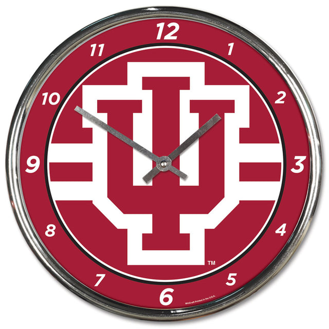 Reloj de pared redondo cromado de Indiana Hoosiers