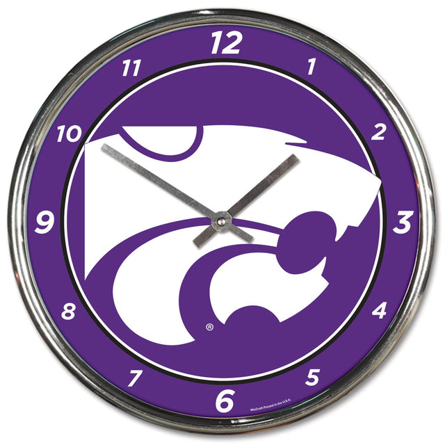 Reloj de pared redondo cromado de Kansas State Wildcats