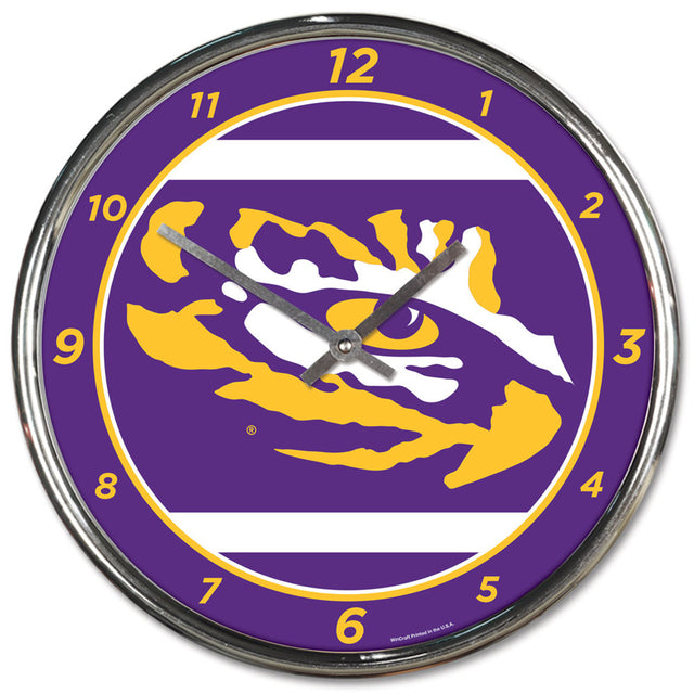 Reloj de pared redondo cromado de los LSU Tigers