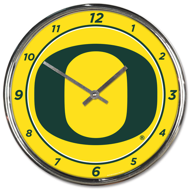 Reloj de pared redondo cromado de los Oregon Ducks