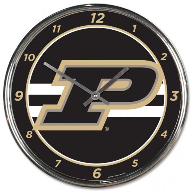 Reloj de pared redondo cromado de Purdue Boilermakers