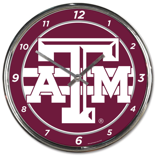 Reloj de pared redondo cromado de Texas A&amp;M Aggies