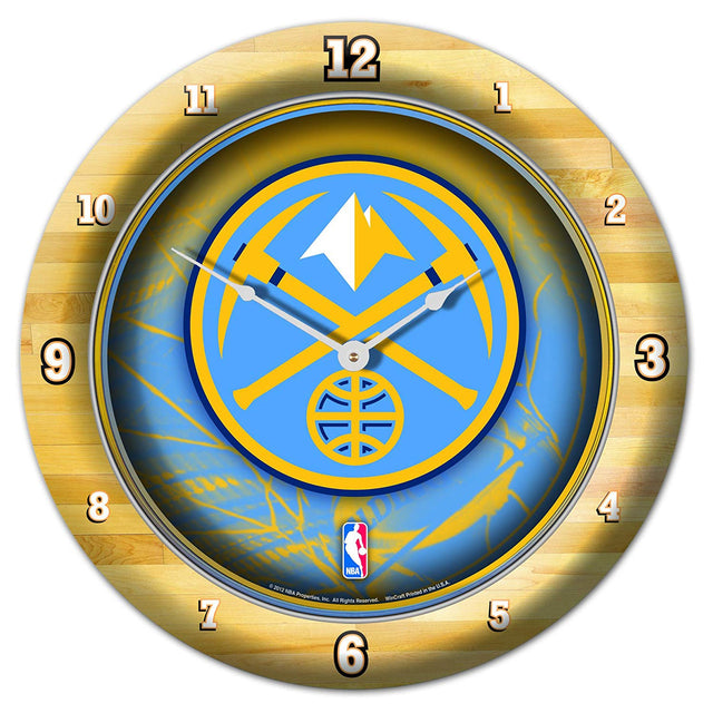 Reloj de pared redondo de los Denver Nuggets, cromado